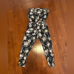 Strapless floral jumpsuit